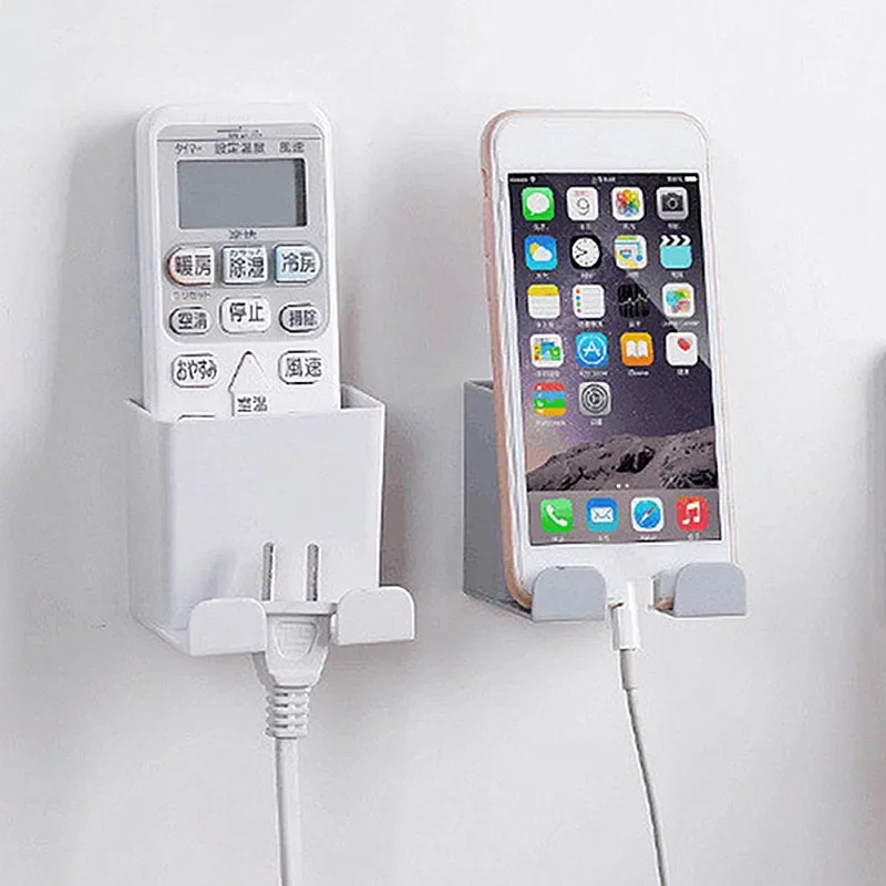 1PCS NEW Hanging Wall Phone Wall Holder Smartphone Storage Rack Mounted Mobile Phone Wall Holders Remote Control Charging Holder